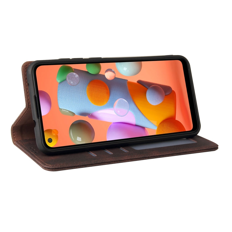 For Samsung Galaxy A11 EU Version Simple Suction Closure Horizontal Flip Leather Case with Holder & Card Slot & Wallet