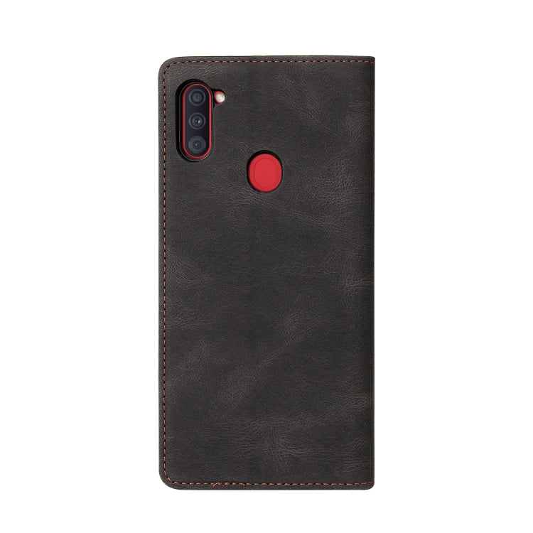 For Samsung Galaxy A11 US Version Simple Suction Closure Horizontal Flip Leather Case with Holder & Card Slot & Wallet