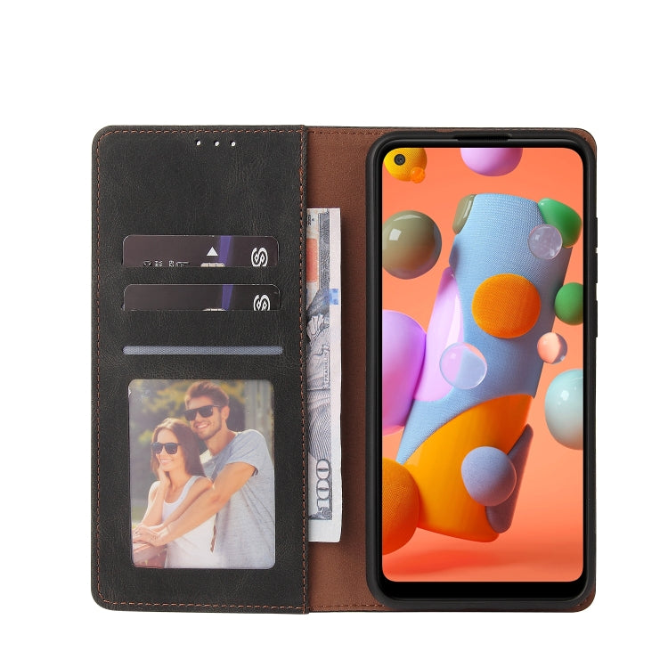 For Samsung Galaxy A11 US Version Simple Suction Closure Horizontal Flip Leather Case with Holder & Card Slot & Wallet