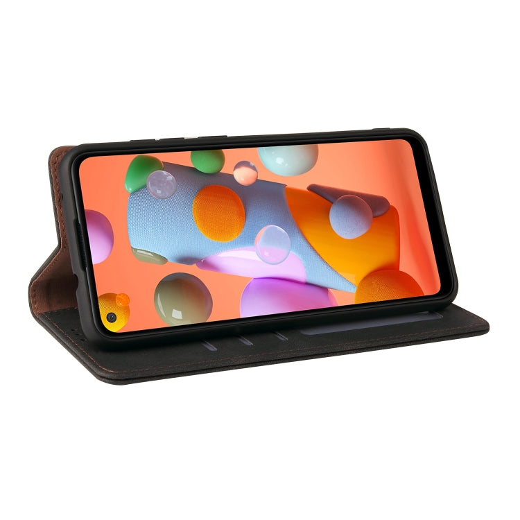 For Samsung Galaxy A11 US Version Simple Suction Closure Horizontal Flip Leather Case with Holder & Card Slot & Wallet