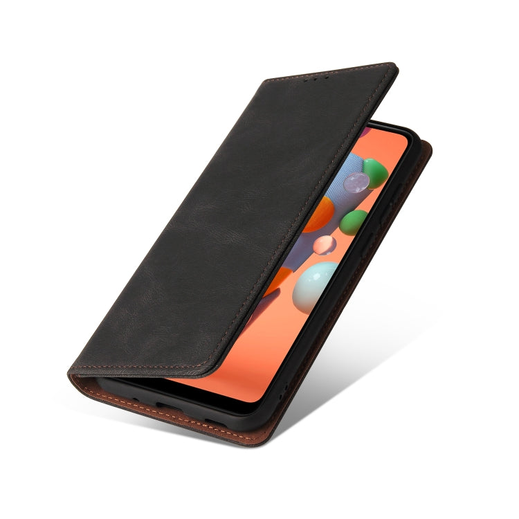 For Samsung Galaxy A11 US Version Simple Suction Closure Horizontal Flip Leather Case with Holder & Card Slot & Wallet