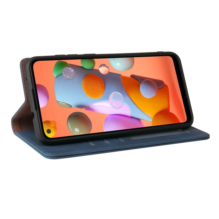 For Samsung Galaxy A11 US Version Simple Suction Closure Horizontal Flip Leather Case with Holder & Card Slot & Wallet