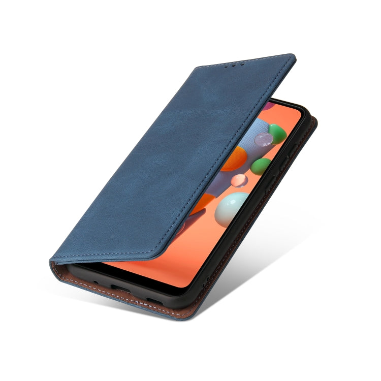 For Samsung Galaxy A11 US Version Simple Suction Closure Horizontal Flip Leather Case with Holder & Card Slot & Wallet