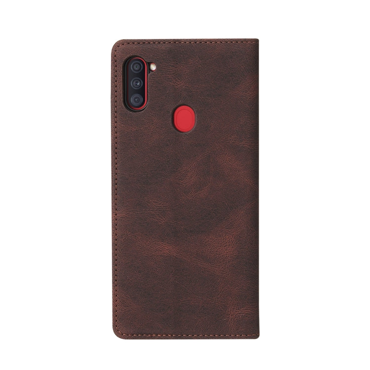 For Samsung Galaxy A11 US Version Simple Suction Closure Horizontal Flip Leather Case with Holder & Card Slot & Wallet