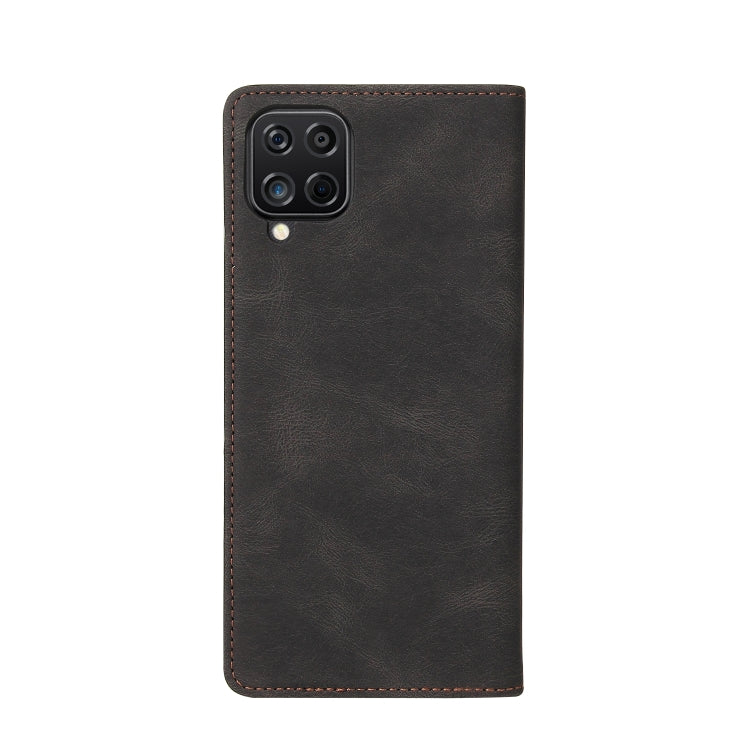 For Samsung Galaxy A12 Simple Suction Closure Horizontal Flip Leather Case with Holder & Card Slot & Wallet