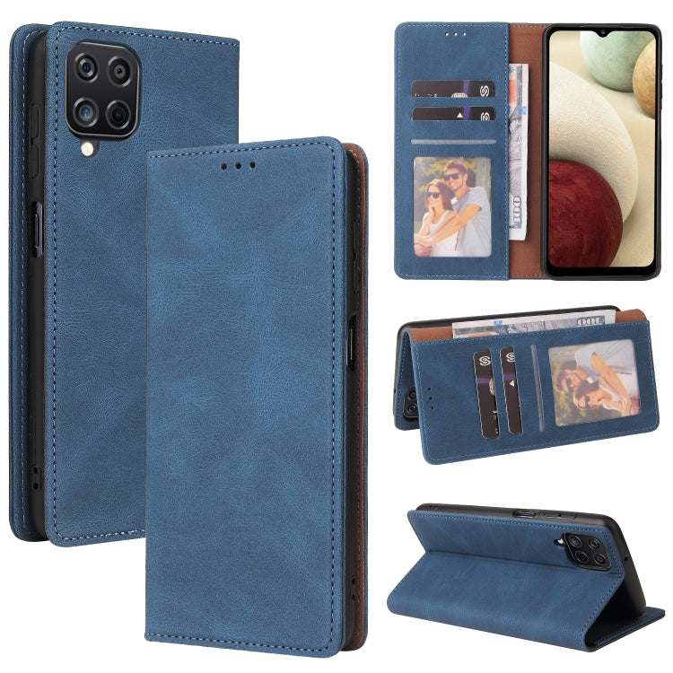 For Samsung Galaxy A12 Simple Suction Closure Horizontal Flip Leather Case with Holder & Card Slot & Wallet