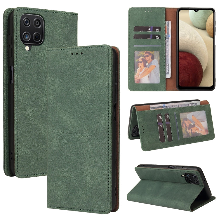 For Samsung Galaxy A12 Simple Suction Closure Horizontal Flip Leather Case with Holder & Card Slot & Wallet