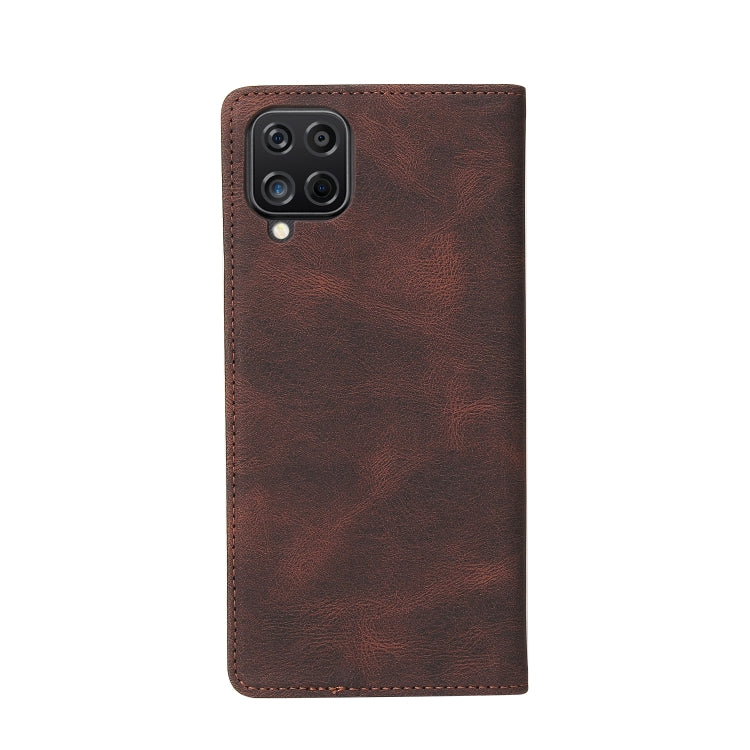 For Samsung Galaxy A12 Simple Suction Closure Horizontal Flip Leather Case with Holder & Card Slot & Wallet