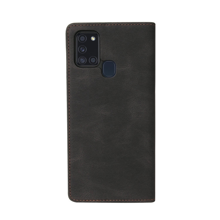 For Samsung Galaxy A21s Simple Suction Closure Horizontal Flip Leather Case with Holder & Card Slot & Wallet