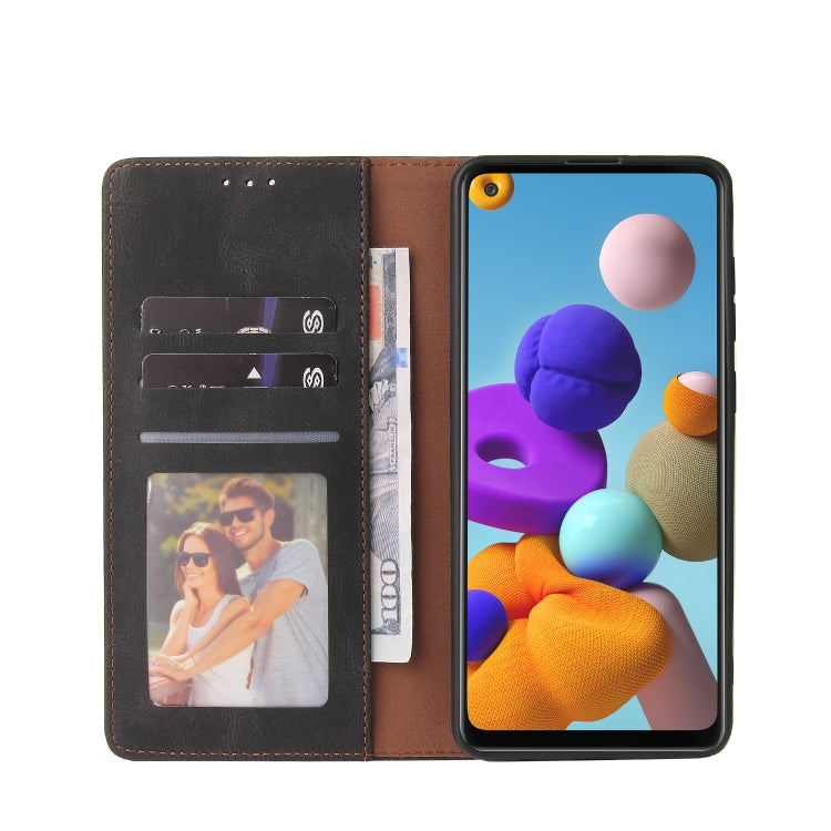 For Samsung Galaxy A21s Simple Suction Closure Horizontal Flip Leather Case with Holder & Card Slot & Wallet