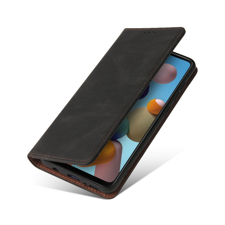 For Samsung Galaxy A21s Simple Suction Closure Horizontal Flip Leather Case with Holder & Card Slot & Wallet