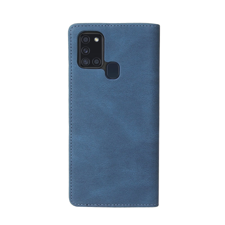 For Samsung Galaxy A21s Simple Suction Closure Horizontal Flip Leather Case with Holder & Card Slot & Wallet