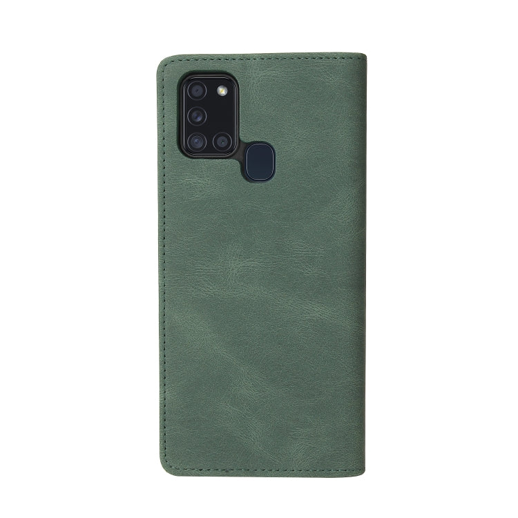 For Samsung Galaxy A21s Simple Suction Closure Horizontal Flip Leather Case with Holder & Card Slot & Wallet