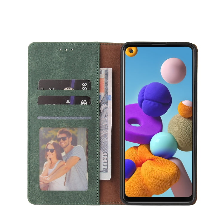 For Samsung Galaxy A21s Simple Suction Closure Horizontal Flip Leather Case with Holder & Card Slot & Wallet