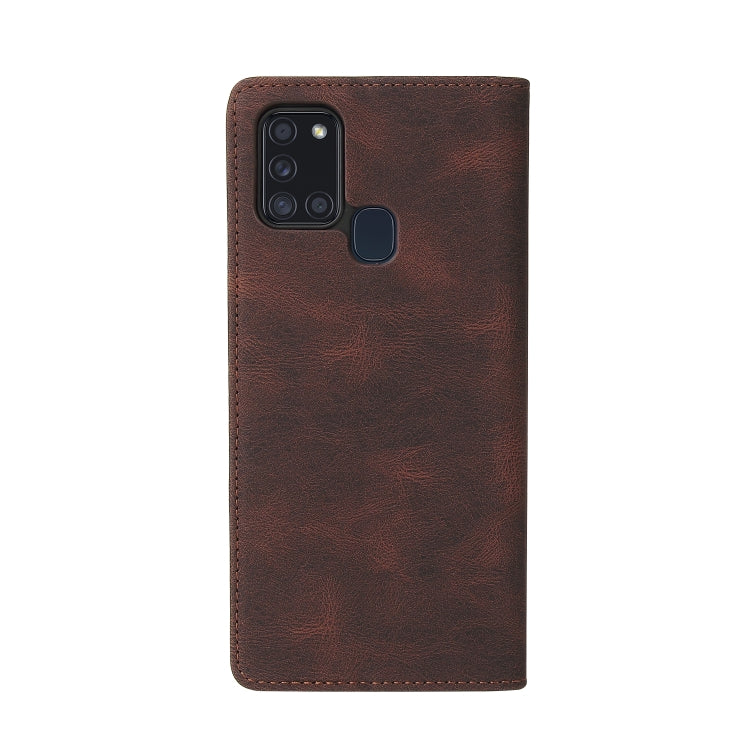 For Samsung Galaxy A21s Simple Suction Closure Horizontal Flip Leather Case with Holder & Card Slot & Wallet