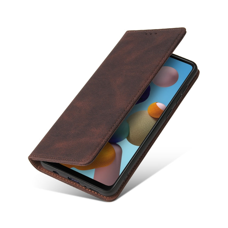 For Samsung Galaxy A21s Simple Suction Closure Horizontal Flip Leather Case with Holder & Card Slot & Wallet