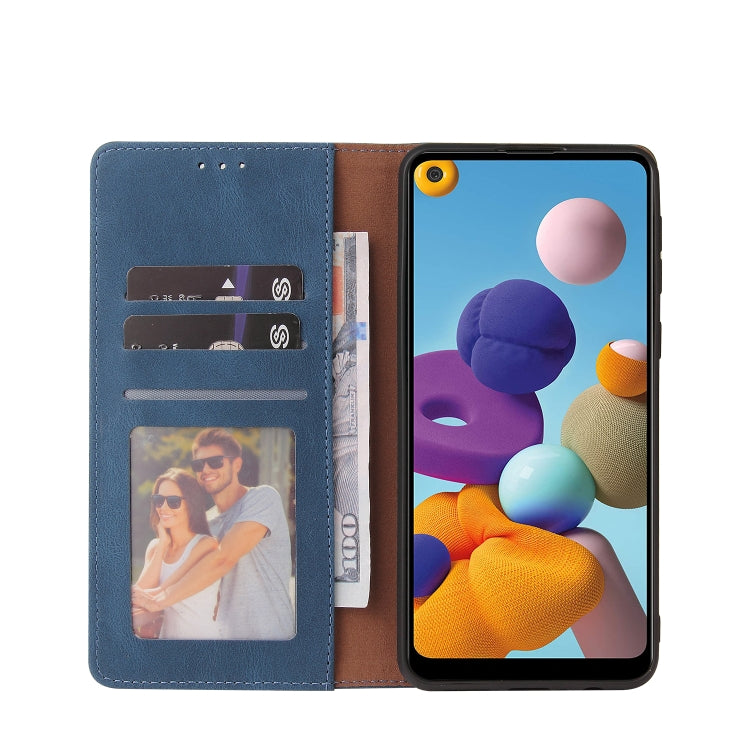 For Samsung Galaxy A21 EU Version Simple Suction Closure Horizontal Flip Leather Case with Holder & Card Slot & Wallet