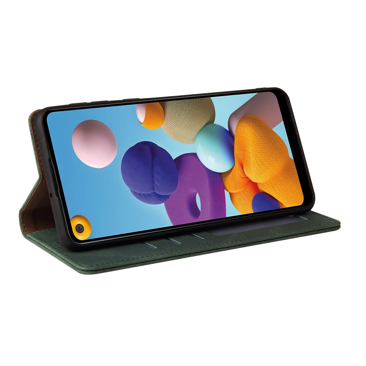 For Samsung Galaxy A21 EU Version Simple Suction Closure Horizontal Flip Leather Case with Holder & Card Slot & Wallet