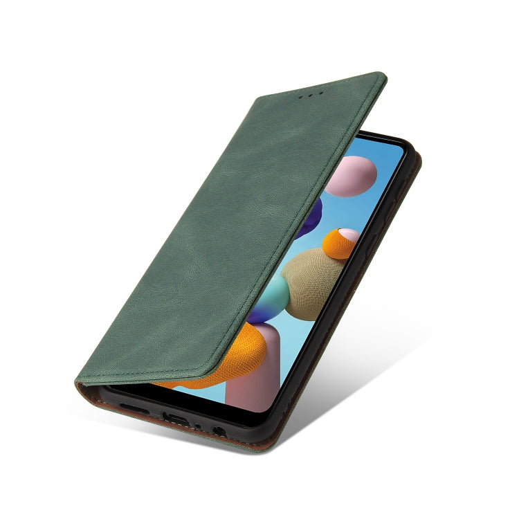 For Samsung Galaxy A21 EU Version Simple Suction Closure Horizontal Flip Leather Case with Holder & Card Slot & Wallet