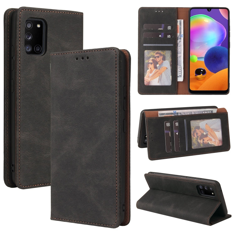 For Samsung Galaxy A31 Simple Suction Closure Horizontal Flip Leather Case with Holder & Card Slot & Wallet