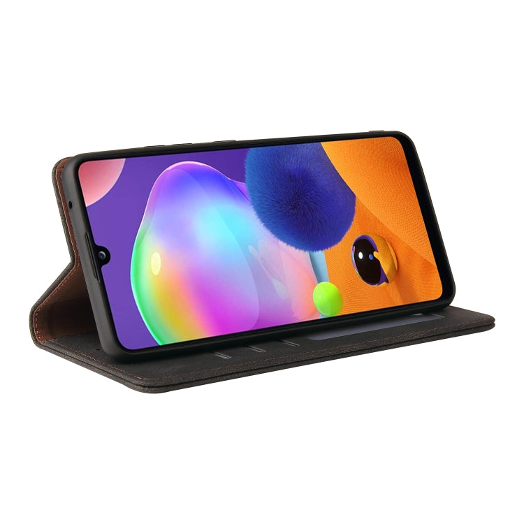 For Samsung Galaxy A31 Simple Suction Closure Horizontal Flip Leather Case with Holder & Card Slot & Wallet