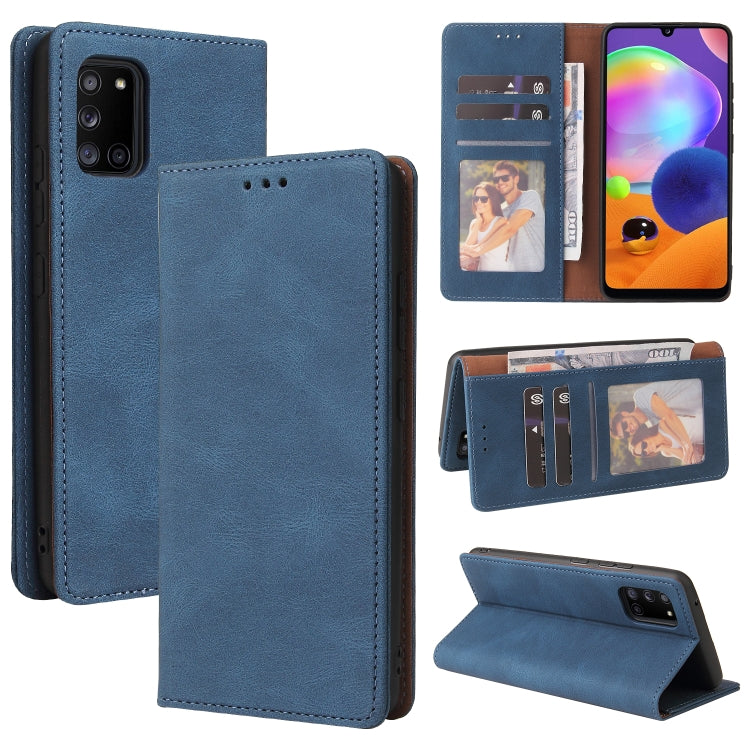 For Samsung Galaxy A31 Simple Suction Closure Horizontal Flip Leather Case with Holder & Card Slot & Wallet