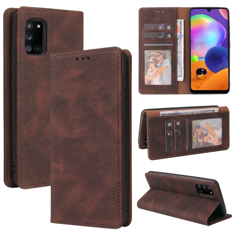 For Samsung Galaxy A31 Simple Suction Closure Horizontal Flip Leather Case with Holder & Card Slot & Wallet