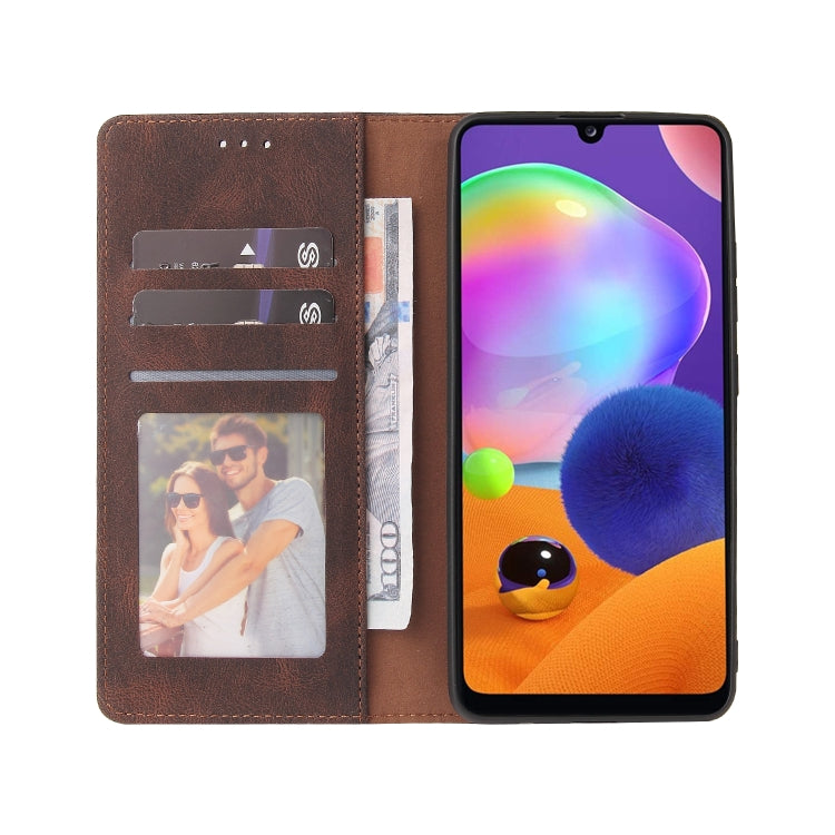 For Samsung Galaxy A31 Simple Suction Closure Horizontal Flip Leather Case with Holder & Card Slot & Wallet