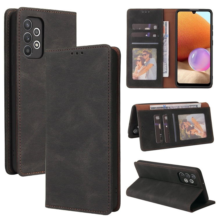 For Samsung Galaxy A32 4G Simple Suction Closure Horizontal Flip Leather Case with Holder & Card Slot & Wallet