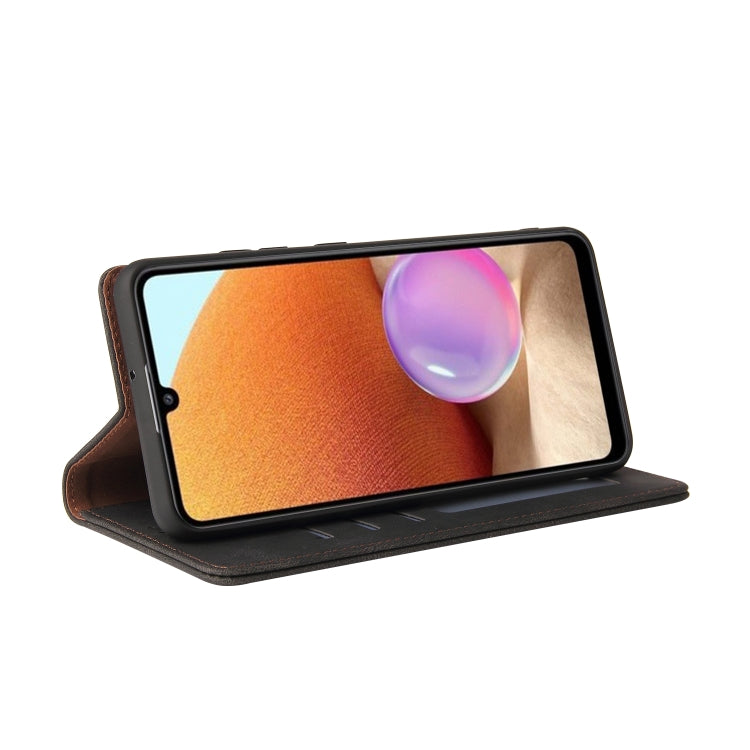 For Samsung Galaxy A32 4G Simple Suction Closure Horizontal Flip Leather Case with Holder & Card Slot & Wallet