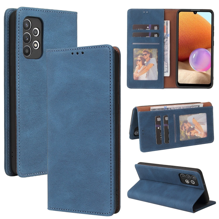 For Samsung Galaxy A32 4G Simple Suction Closure Horizontal Flip Leather Case with Holder & Card Slot & Wallet