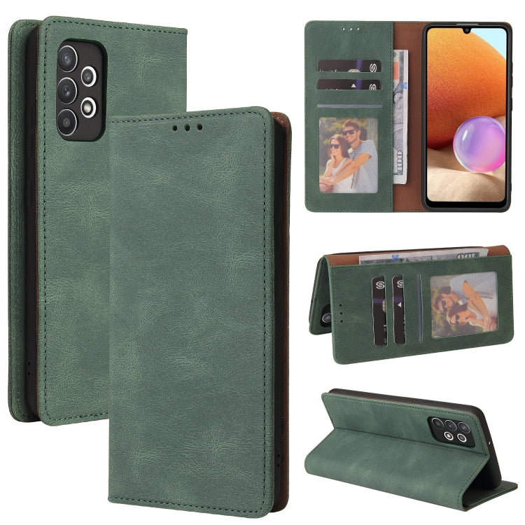 For Samsung Galaxy A32 4G Simple Suction Closure Horizontal Flip Leather Case with Holder & Card Slot & Wallet