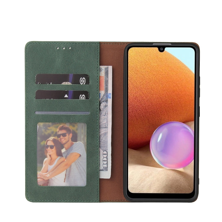 For Samsung Galaxy A32 4G Simple Suction Closure Horizontal Flip Leather Case with Holder & Card Slot & Wallet