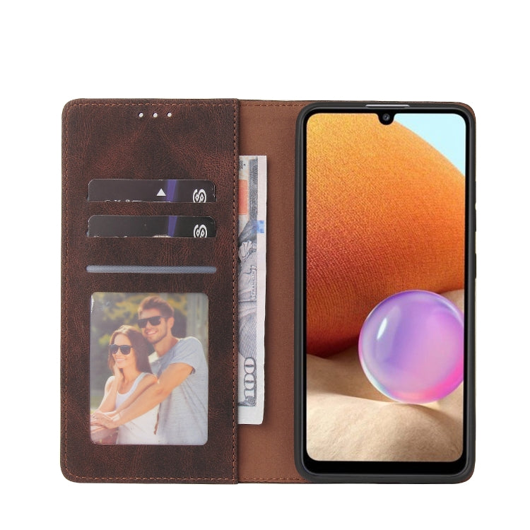 For Samsung Galaxy A32 4G Simple Suction Closure Horizontal Flip Leather Case with Holder & Card Slot & Wallet