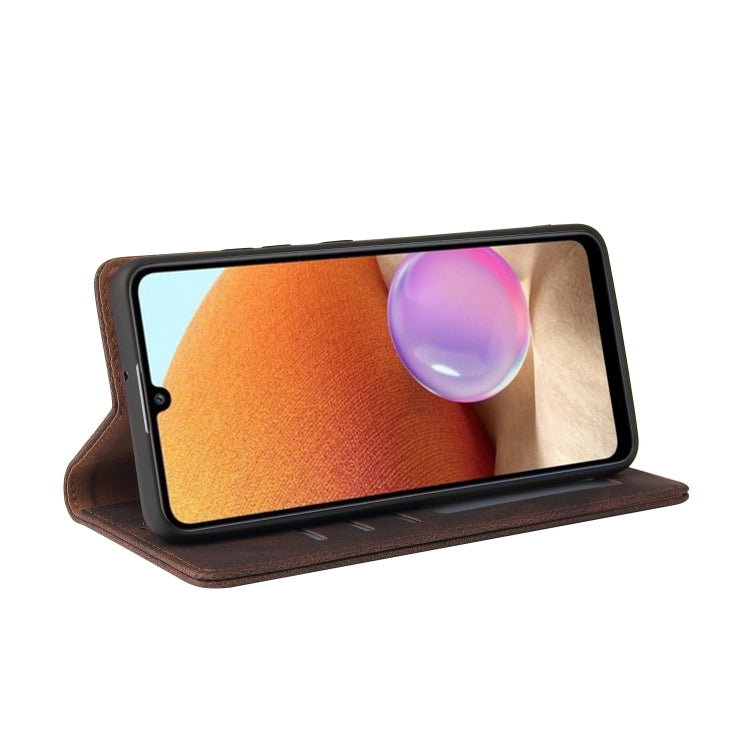 For Samsung Galaxy A32 4G Simple Suction Closure Horizontal Flip Leather Case with Holder & Card Slot & Wallet