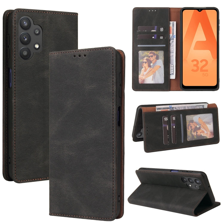 For Samsung Galaxy A32 5G Simple Suction Closure Horizontal Flip Leather Case with Holder & Card Slot & Wallet