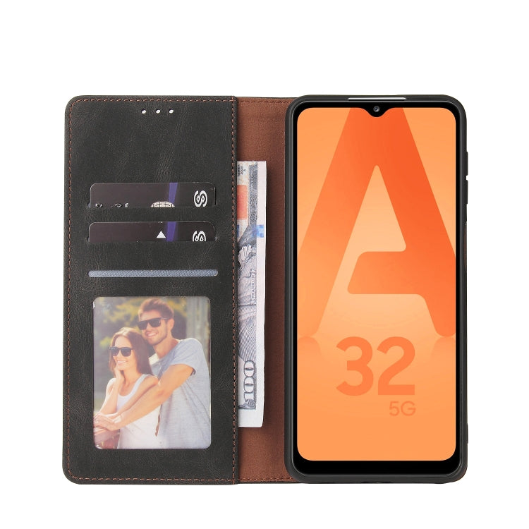 For Samsung Galaxy A32 5G Simple Suction Closure Horizontal Flip Leather Case with Holder & Card Slot & Wallet