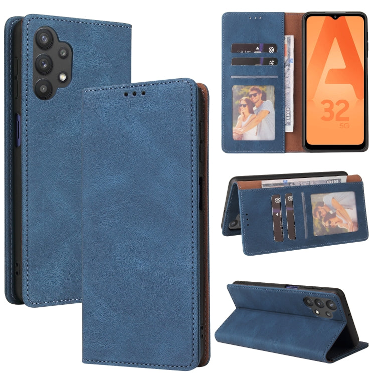 For Samsung Galaxy A32 5G Simple Suction Closure Horizontal Flip Leather Case with Holder & Card Slot & Wallet