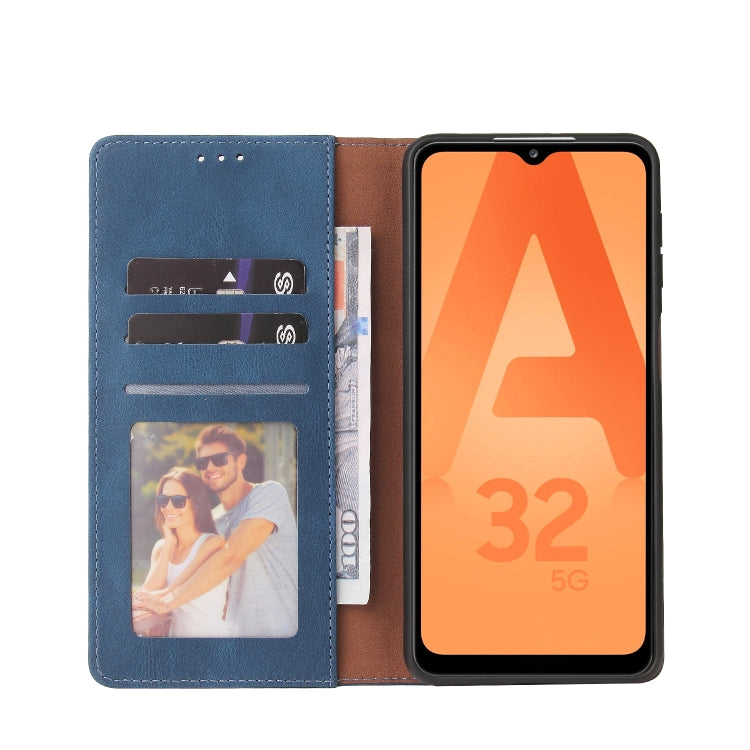 For Samsung Galaxy A32 5G Simple Suction Closure Horizontal Flip Leather Case with Holder & Card Slot & Wallet