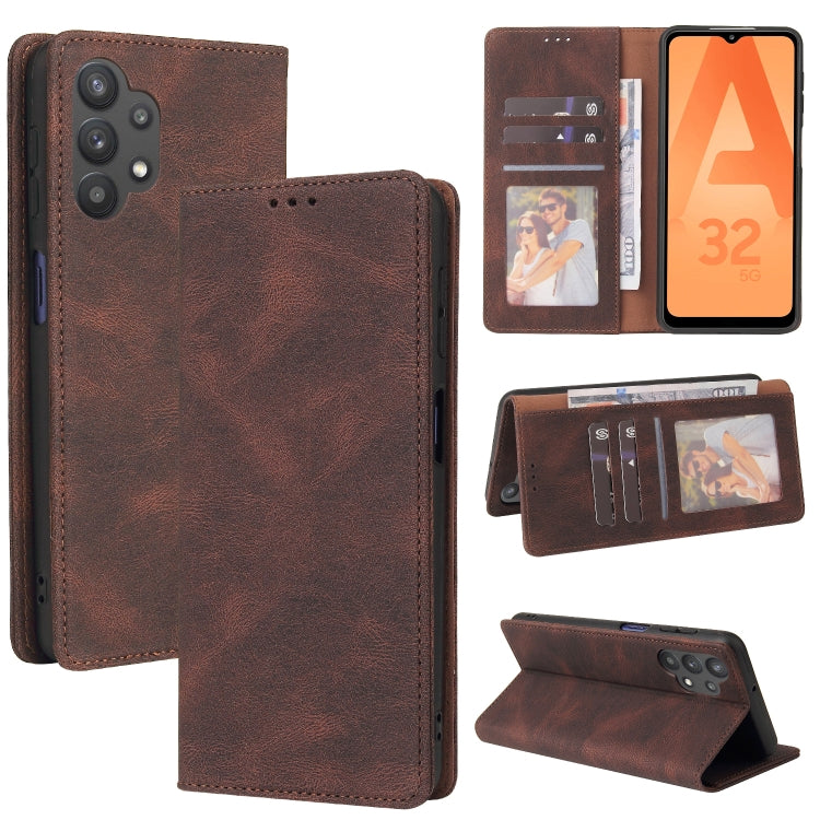 For Samsung Galaxy A32 5G Simple Suction Closure Horizontal Flip Leather Case with Holder & Card Slot & Wallet