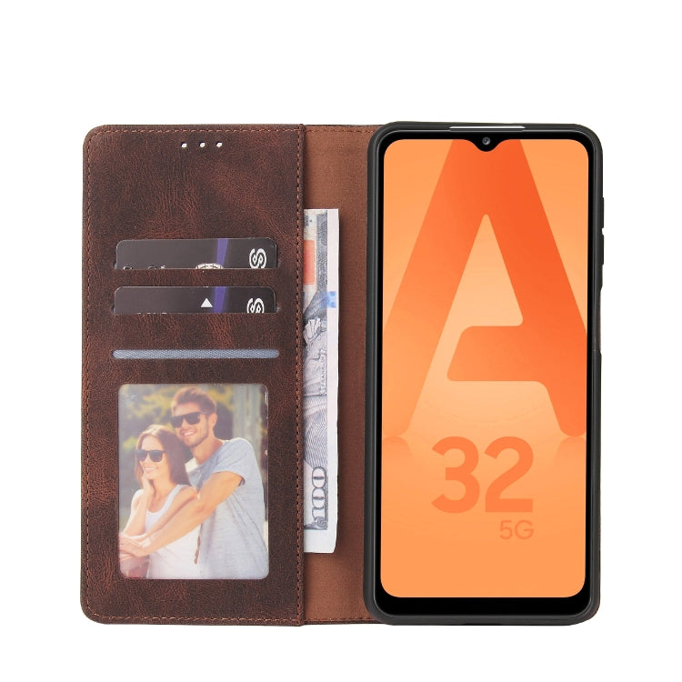 For Samsung Galaxy A32 5G Simple Suction Closure Horizontal Flip Leather Case with Holder & Card Slot & Wallet