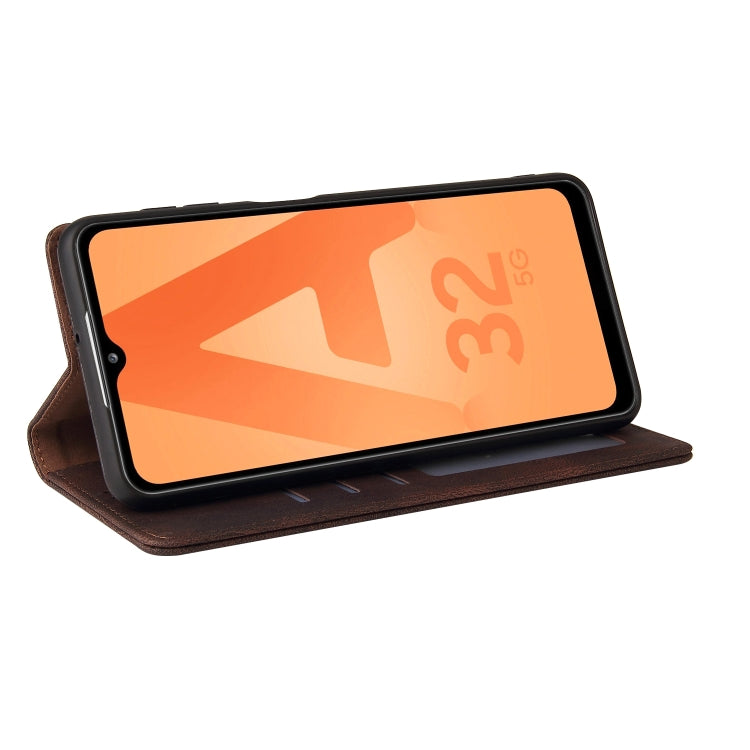 For Samsung Galaxy A32 5G Simple Suction Closure Horizontal Flip Leather Case with Holder & Card Slot & Wallet