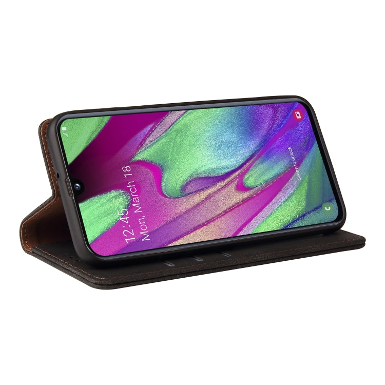 For Samsung Galaxy A40 Simple Suction Closure Horizontal Flip Leather Case with Holder & Card Slot & Wallet