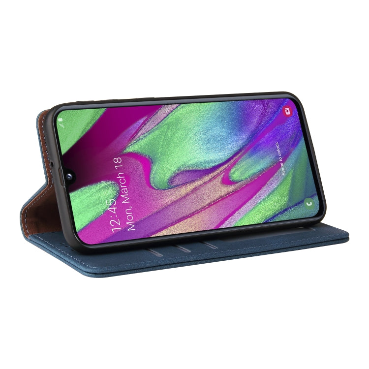 For Samsung Galaxy A40 Simple Suction Closure Horizontal Flip Leather Case with Holder & Card Slot & Wallet