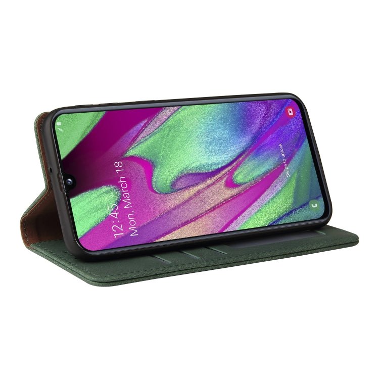 For Samsung Galaxy A40 Simple Suction Closure Horizontal Flip Leather Case with Holder & Card Slot & Wallet