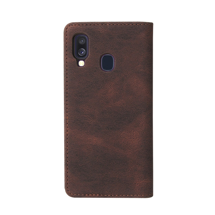 For Samsung Galaxy A40 Simple Suction Closure Horizontal Flip Leather Case with Holder & Card Slot & Wallet