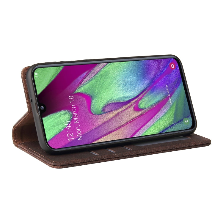 For Samsung Galaxy A40 Simple Suction Closure Horizontal Flip Leather Case with Holder & Card Slot & Wallet