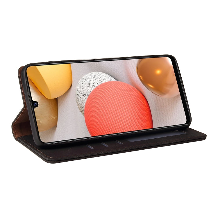 For Samsung Galaxy A42 5G Simple Suction Closure Horizontal Flip Leather Case with Holder & Card Slot & Wallet