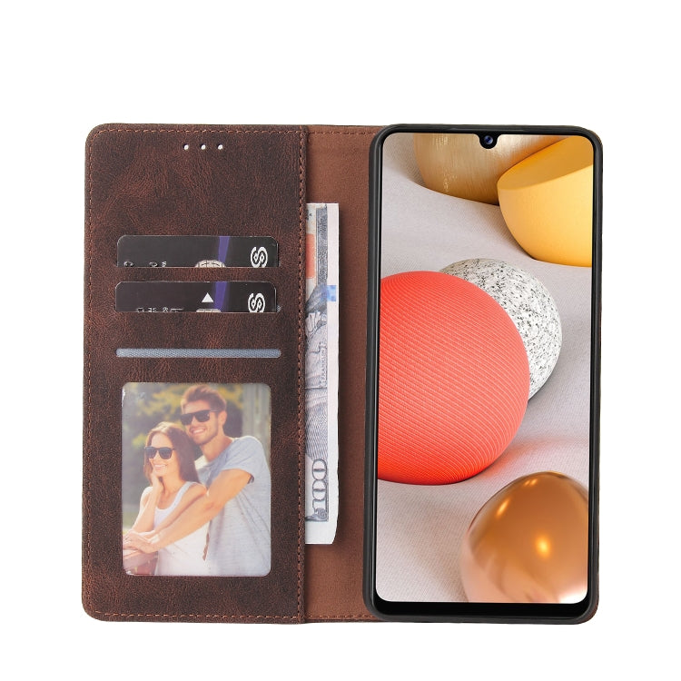 For Samsung Galaxy A42 5G Simple Suction Closure Horizontal Flip Leather Case with Holder & Card Slot & Wallet