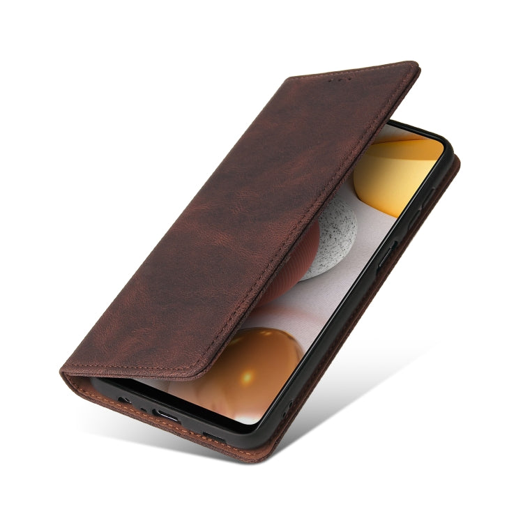 For Samsung Galaxy A42 5G Simple Suction Closure Horizontal Flip Leather Case with Holder & Card Slot & Wallet
